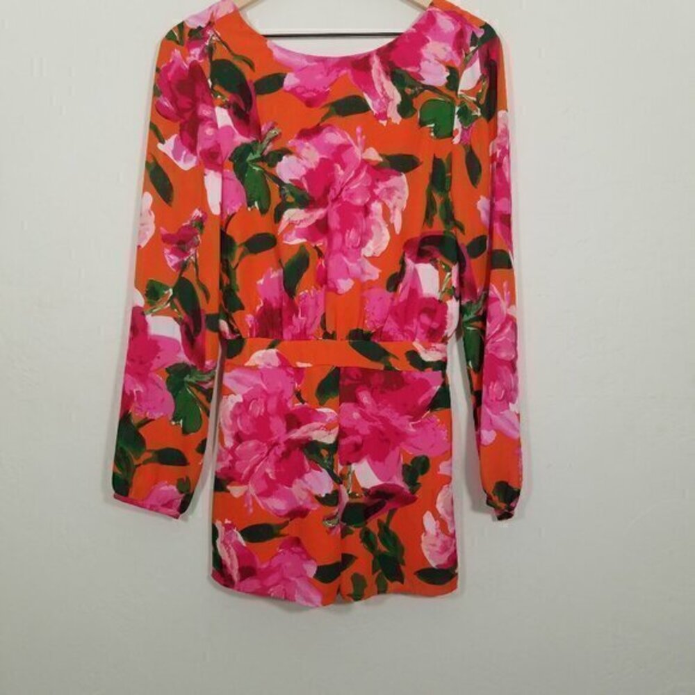 Lulus Sweetest Song Backless Long Sleeve Floral Print Romper Size S